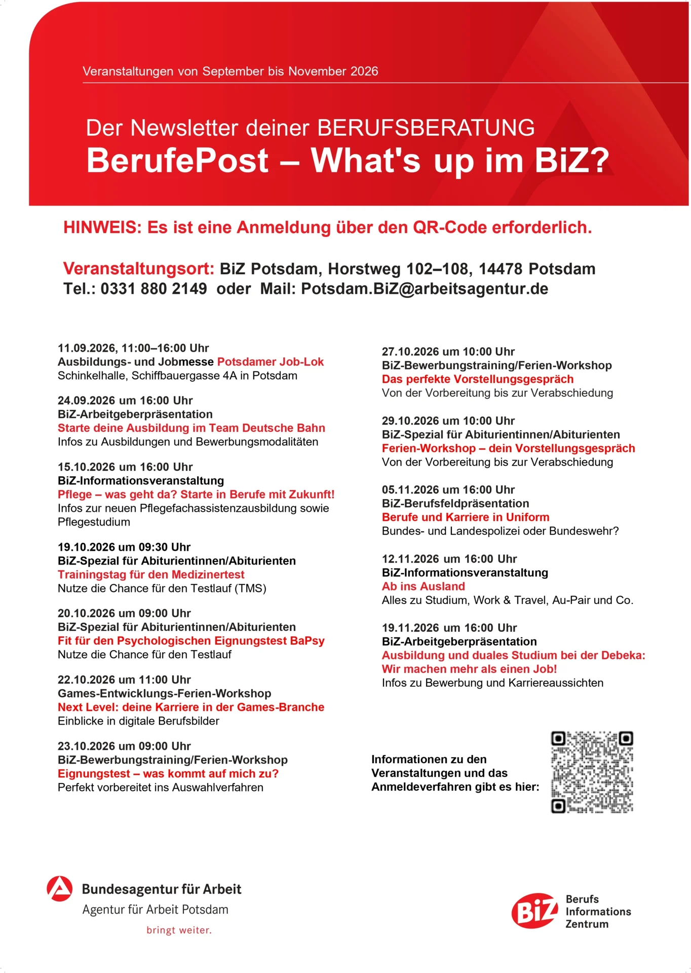 BerufePost BiZ, Agentur für Arbeit Potsdam