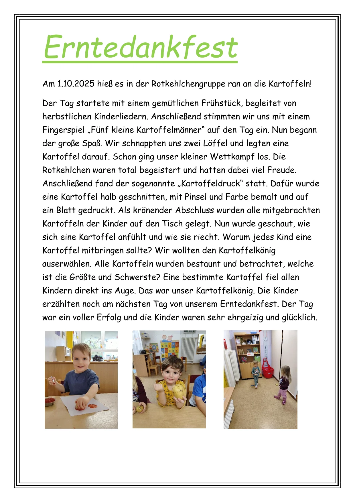 Erntedank bei den Rotkehlchen