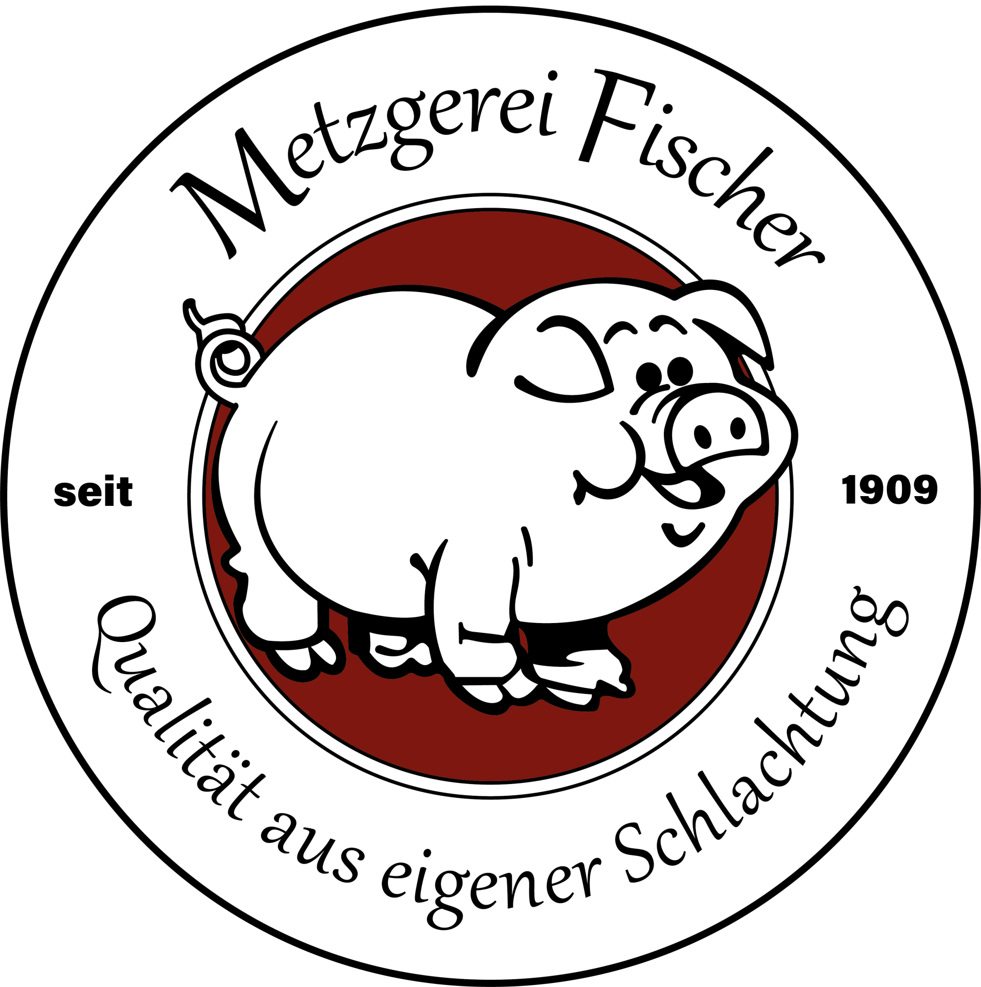 Metzgerei Fischer - Schweinchen Logo Siegel