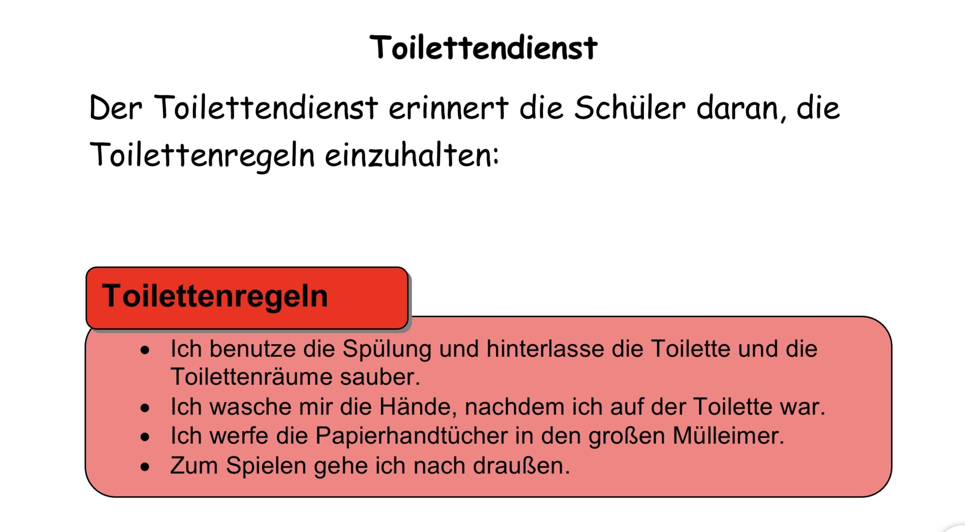 Toilettenregeln der Wilbergschule
