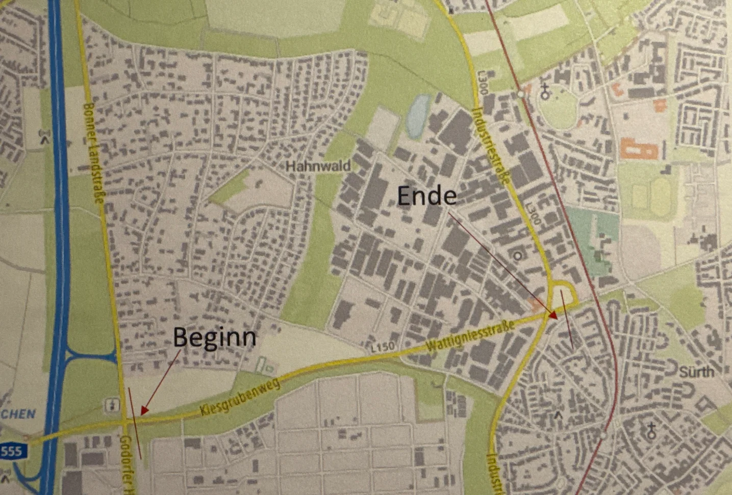 Lageplan. Quelle: L150, Straßen.NRW Lageplan