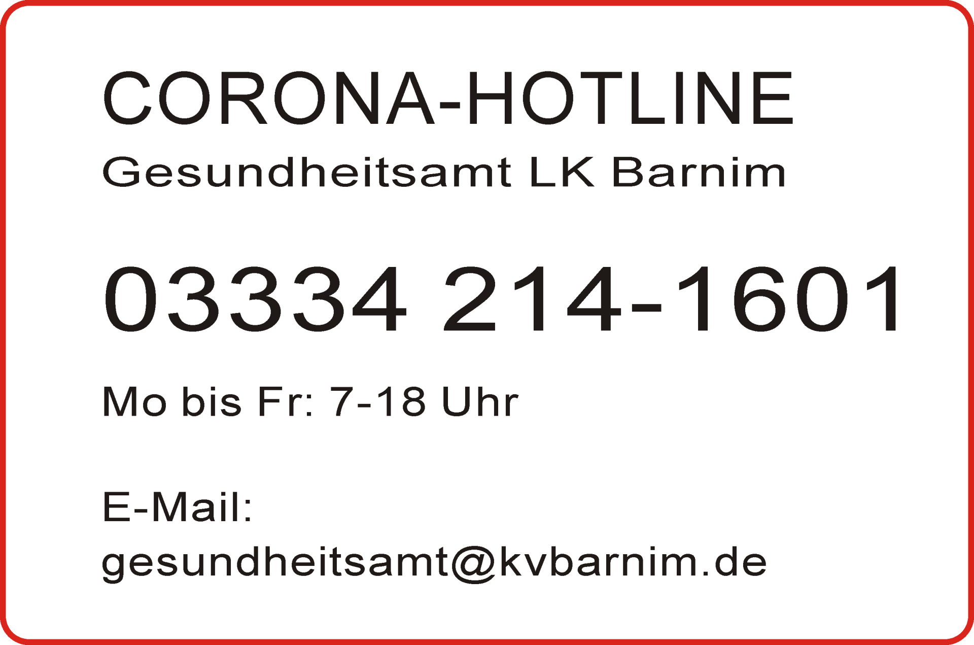 Corona Hotline Barnim