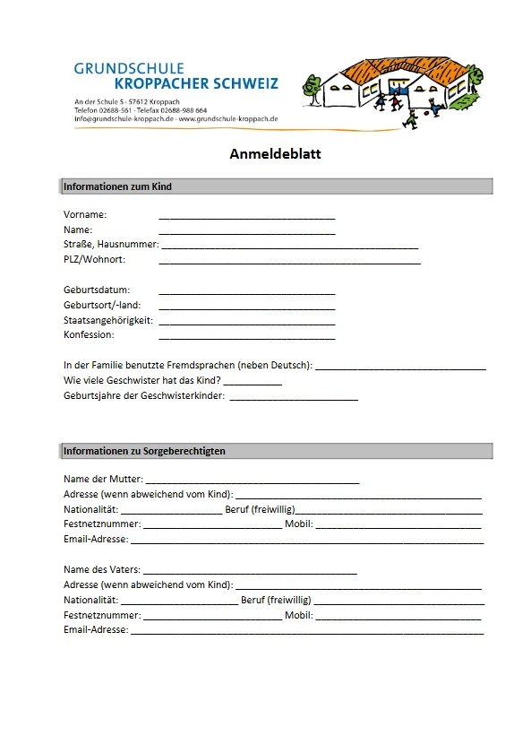 Anmeldeblatt