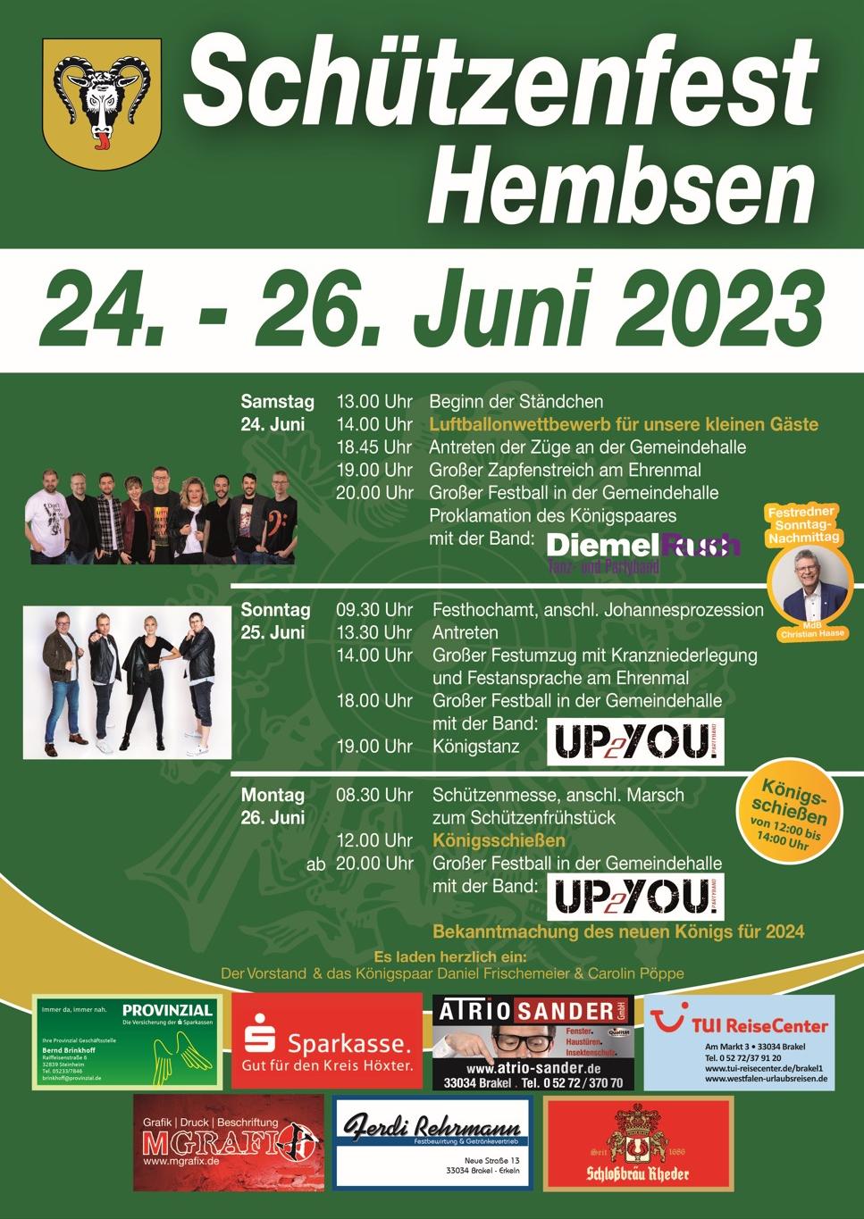 Plakat Schützenfest Hembsen 2023