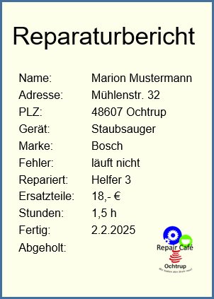 Reparatur-Bericht