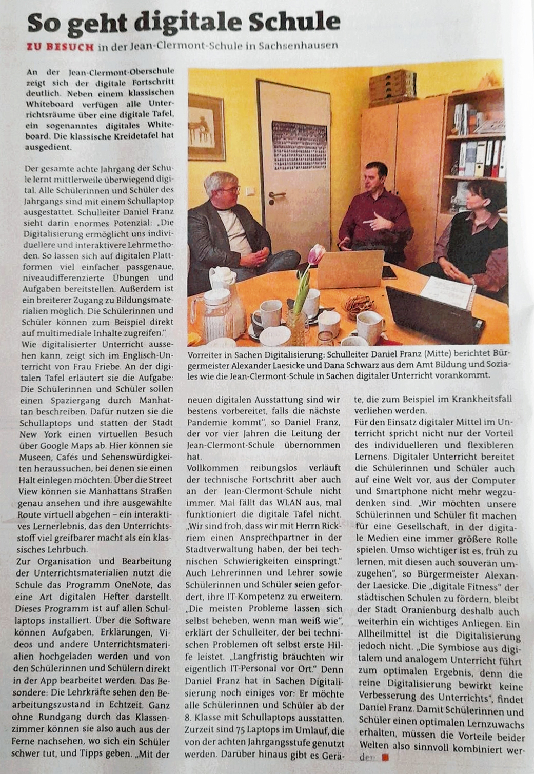 So gehrt digitale Schule - Zeitungsartikel