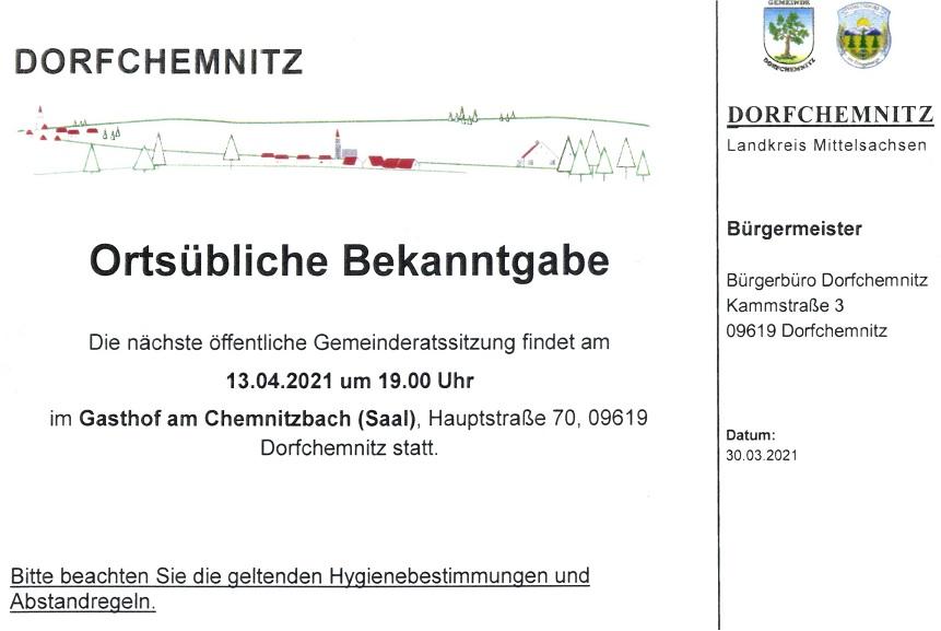 Gemeinderatssitzung 13.04.2021