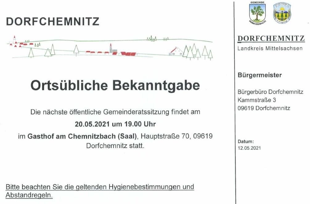 Gemeinderatssitzung 20.05.2021