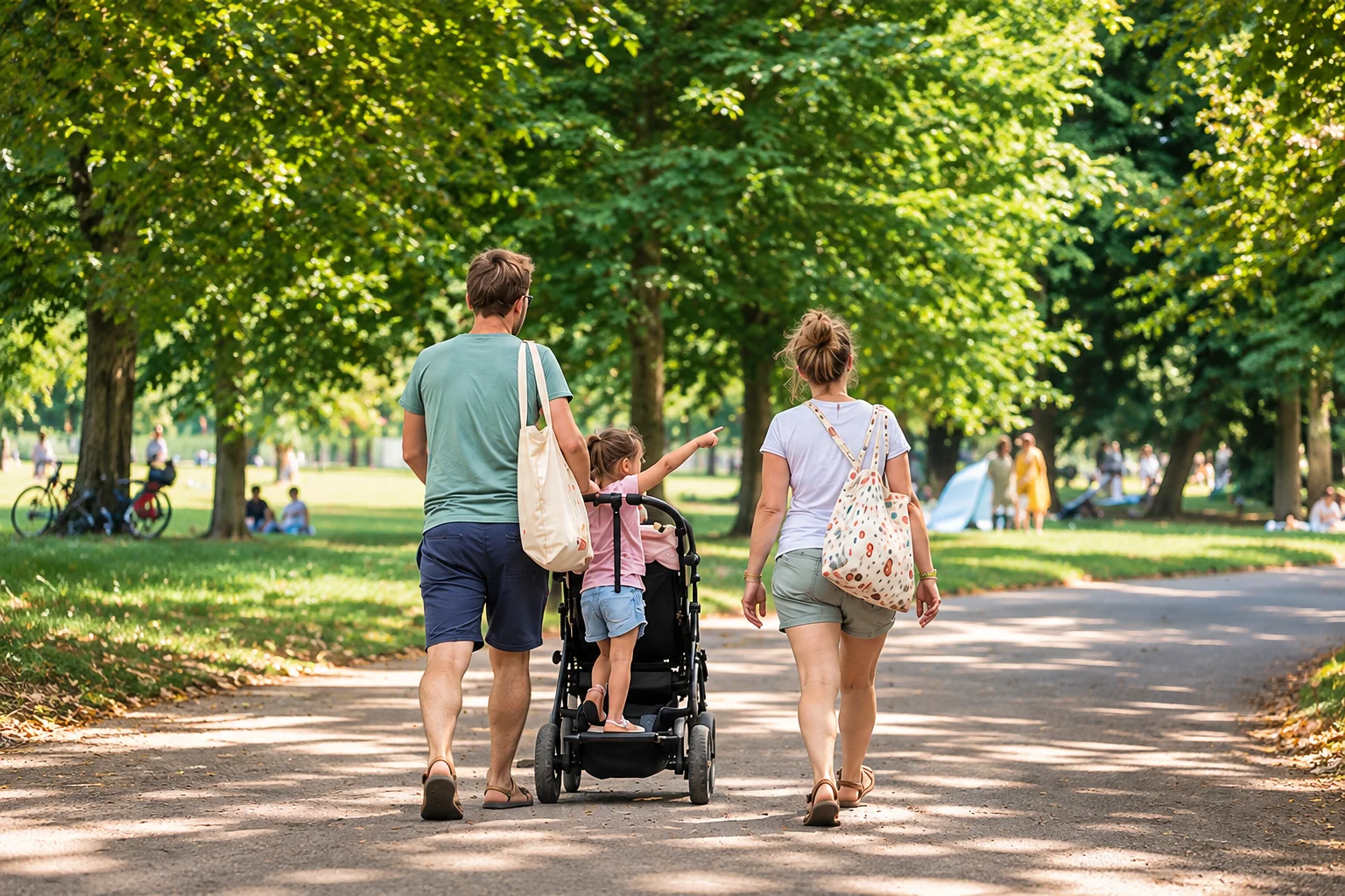 Familie geht im Park spazieren