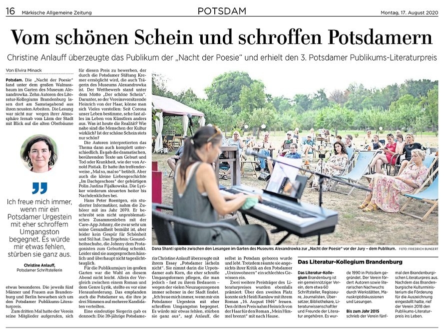 Alexandrowka Potsdamer Tageszeitung 17.08.2020
