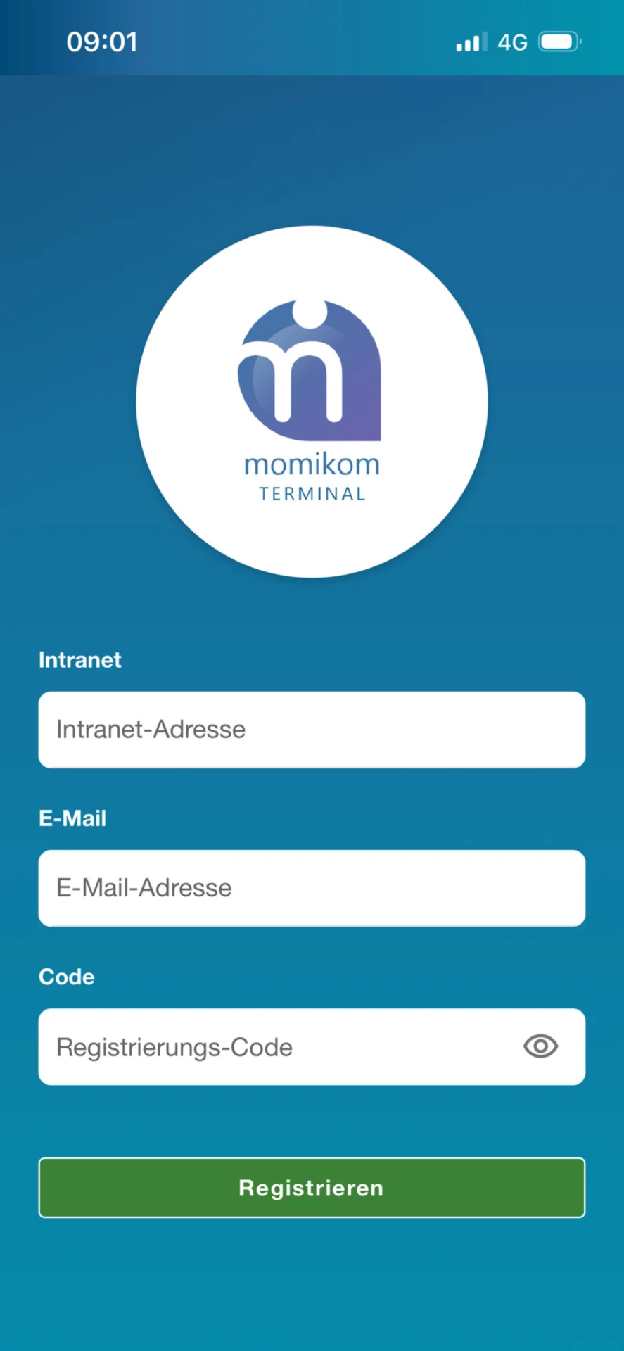 Zusehen ist die Loginmaske der Terminal-App auf einem Smartphone.