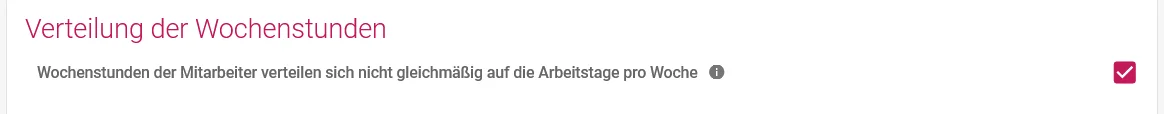 Zu sehen ist die Einstellung „Verteilung der Wochenstunden“.