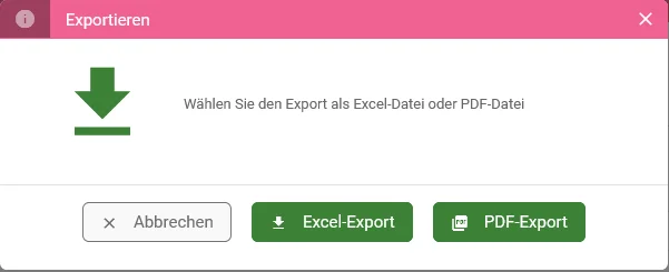 Zu sehen ist das Fenster zum Auswählen der Exportart.