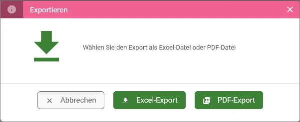 Zu sehen sind die Optionen für den Export.