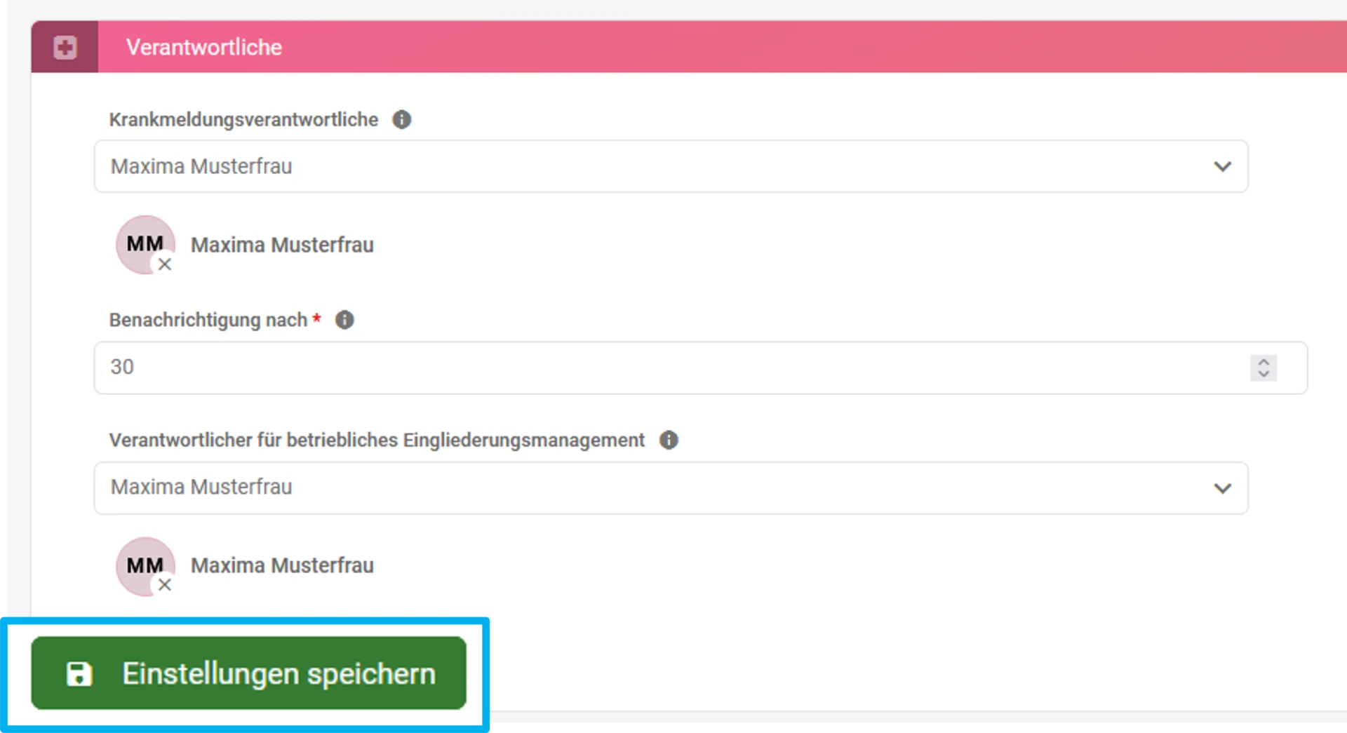 Zu sehen ist der Speichern-Button