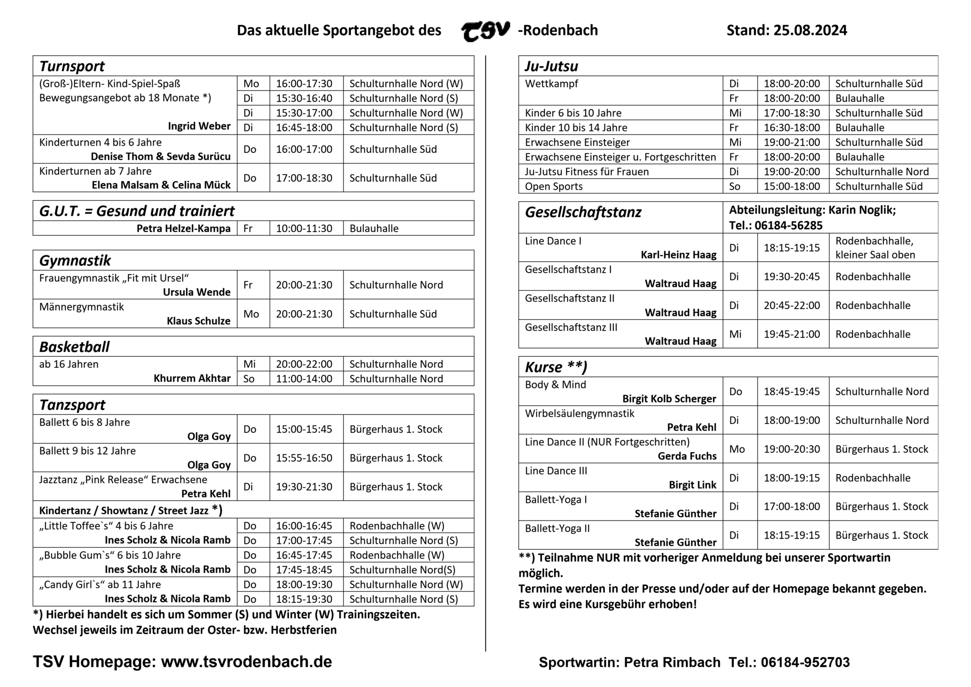 TSV Sportangebot