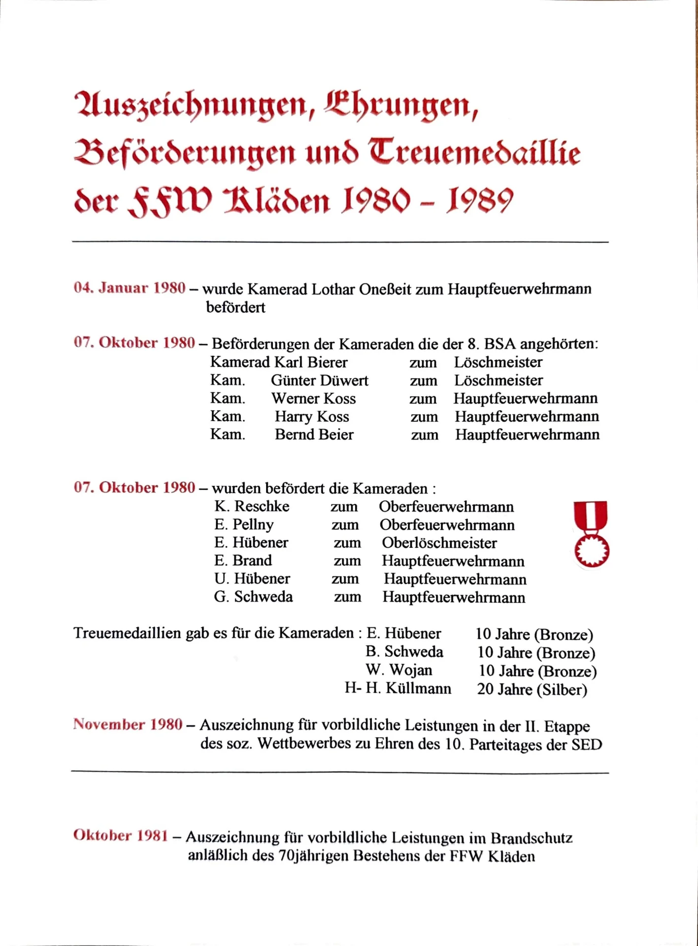 Beförderungen und Auszeichnungen 1959-1989 (4)