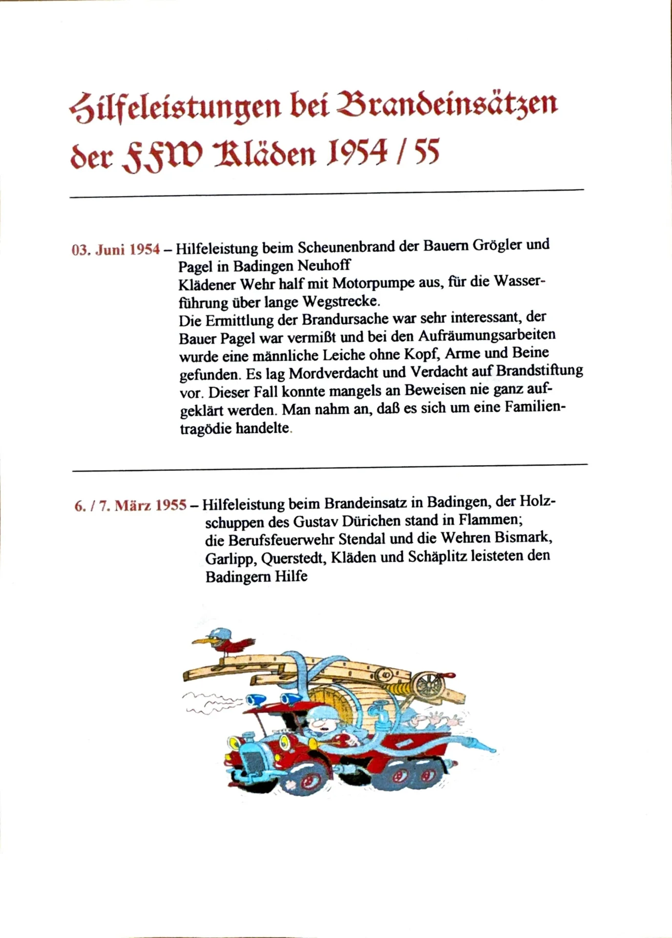 Brandeinsätze, Übungen und Hilfeleistungen (1)