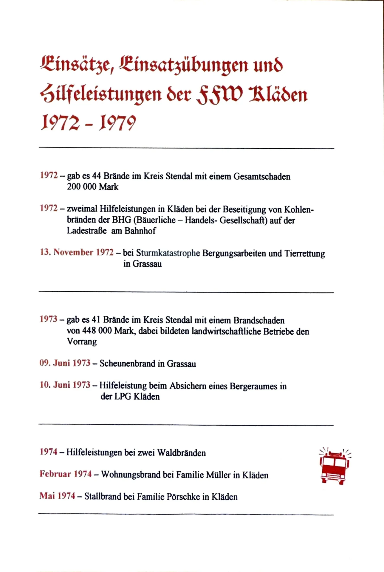 Brandeinsätze, Übungen und Hilfeleistungen (5)