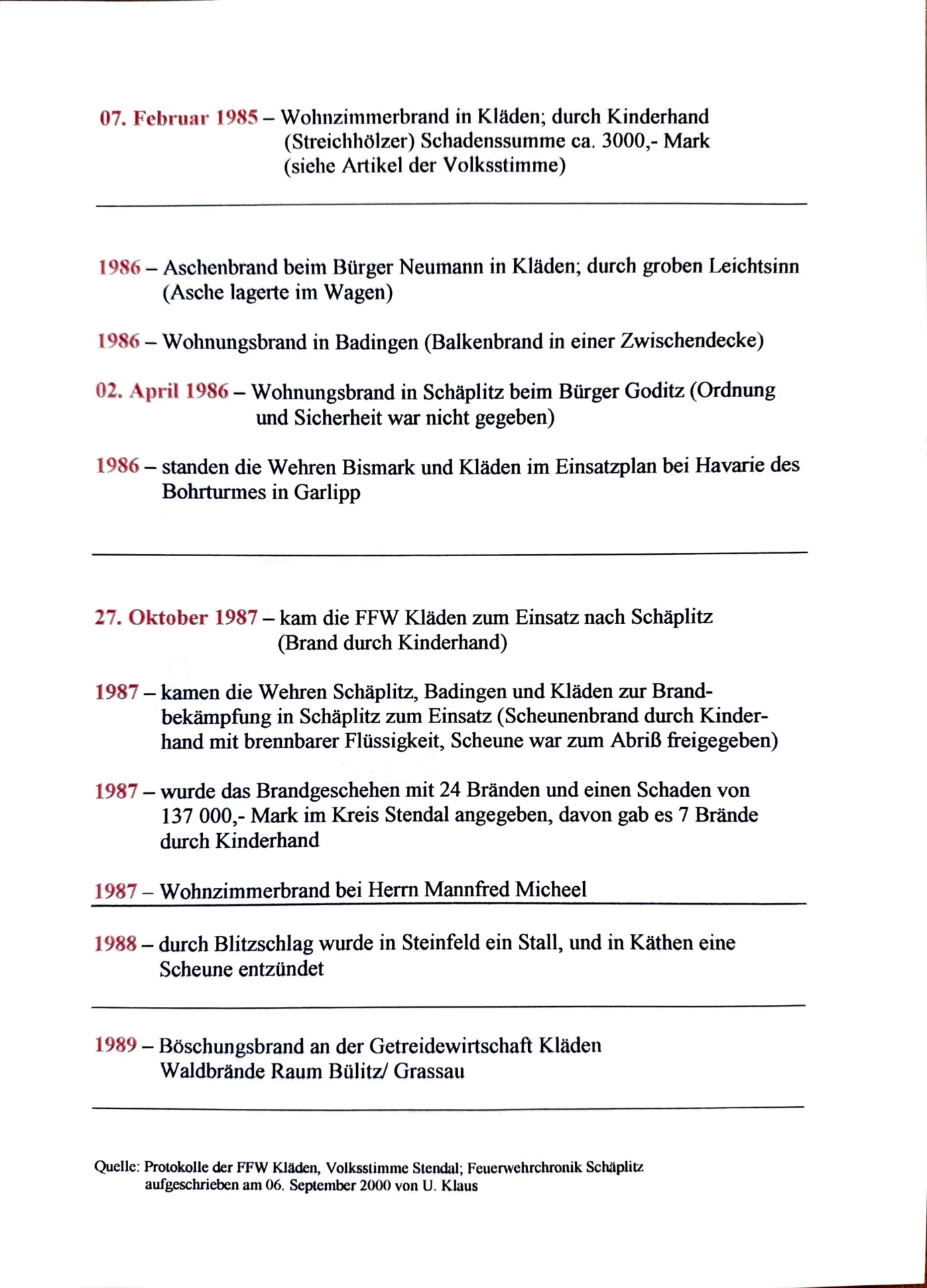 Brandeinsätze, Übungen und Hilfeleistungen (8)