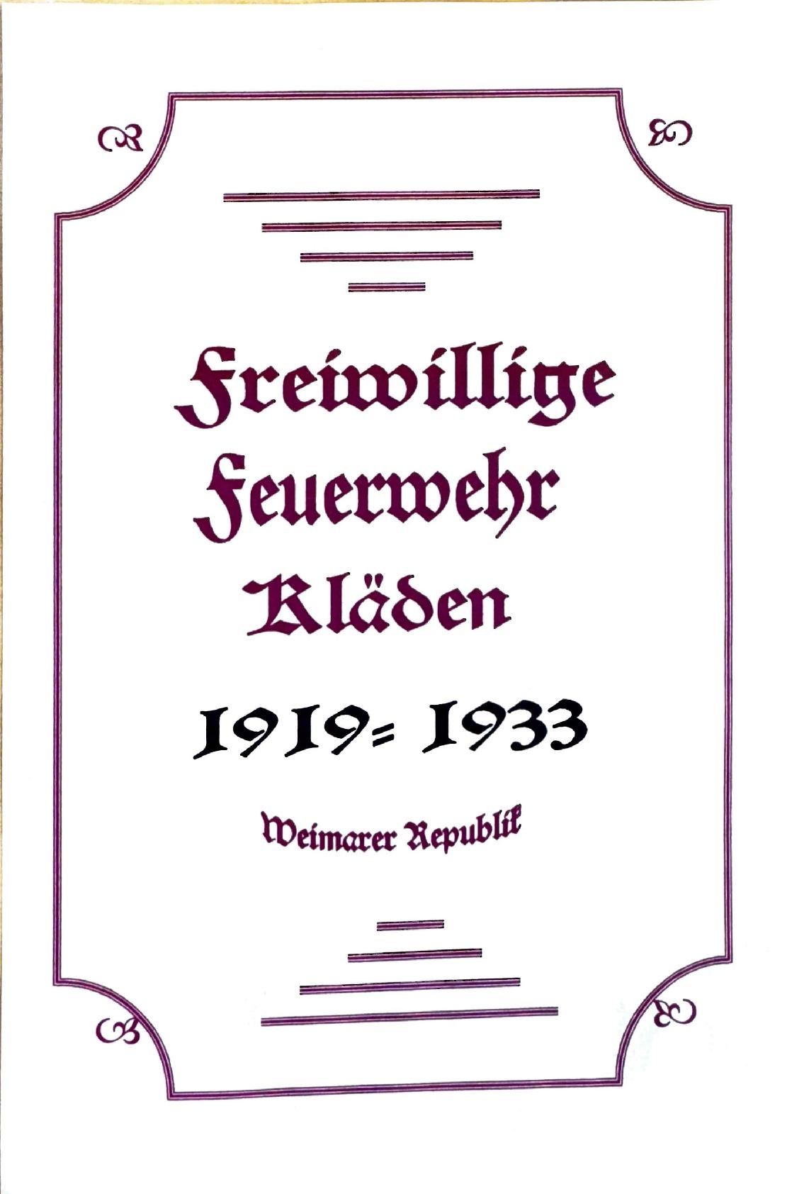 Freiwillige Feuerwehr Kläden 1919 bis 1933