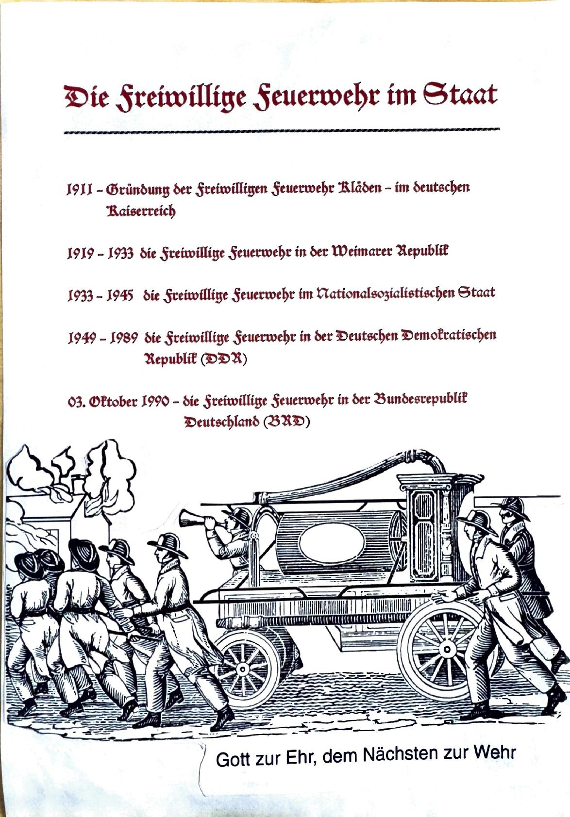 Führung der Feuerwehr 1911 bis 1990