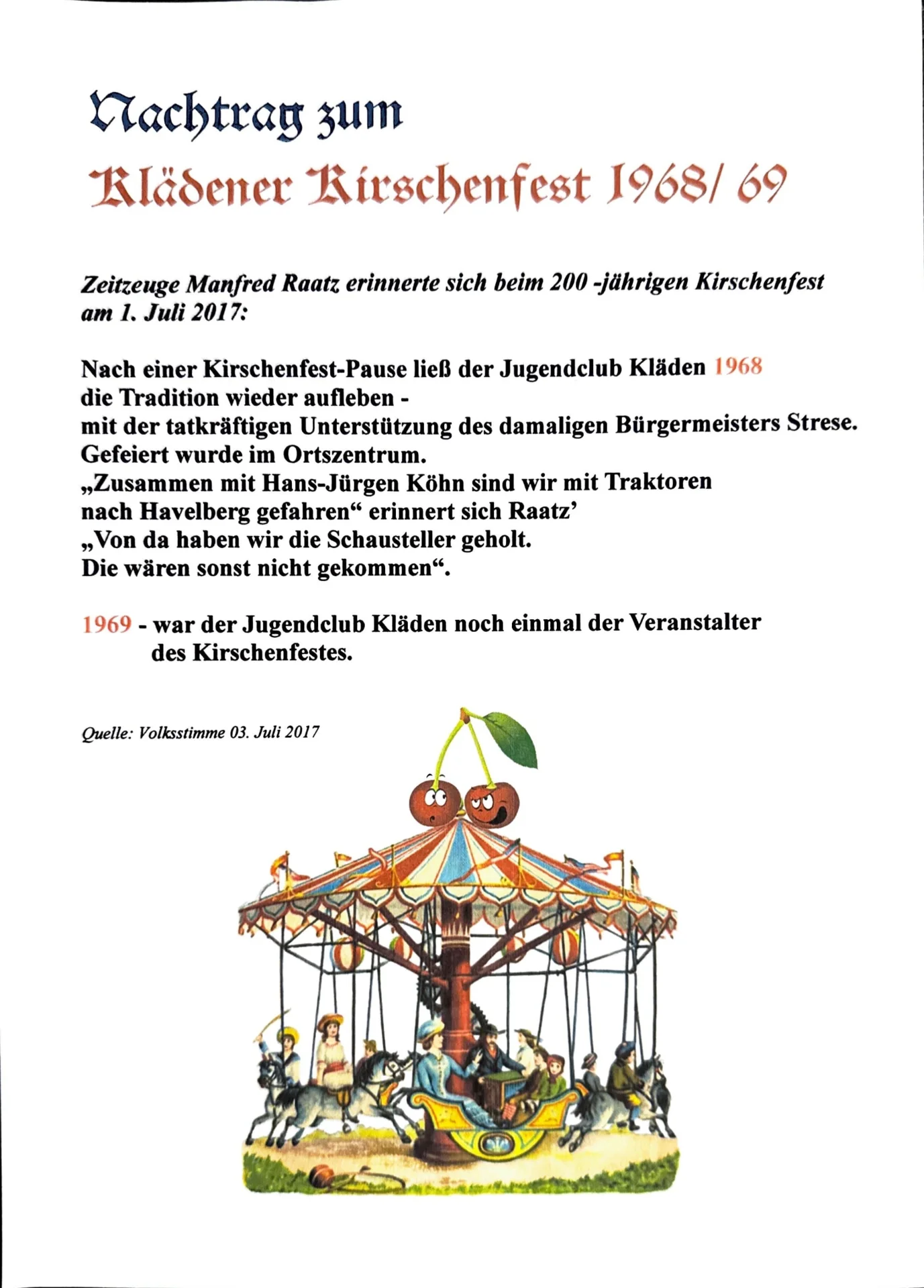 Jubilän, Feste und Veranstaltungen 1957-1989 (6)