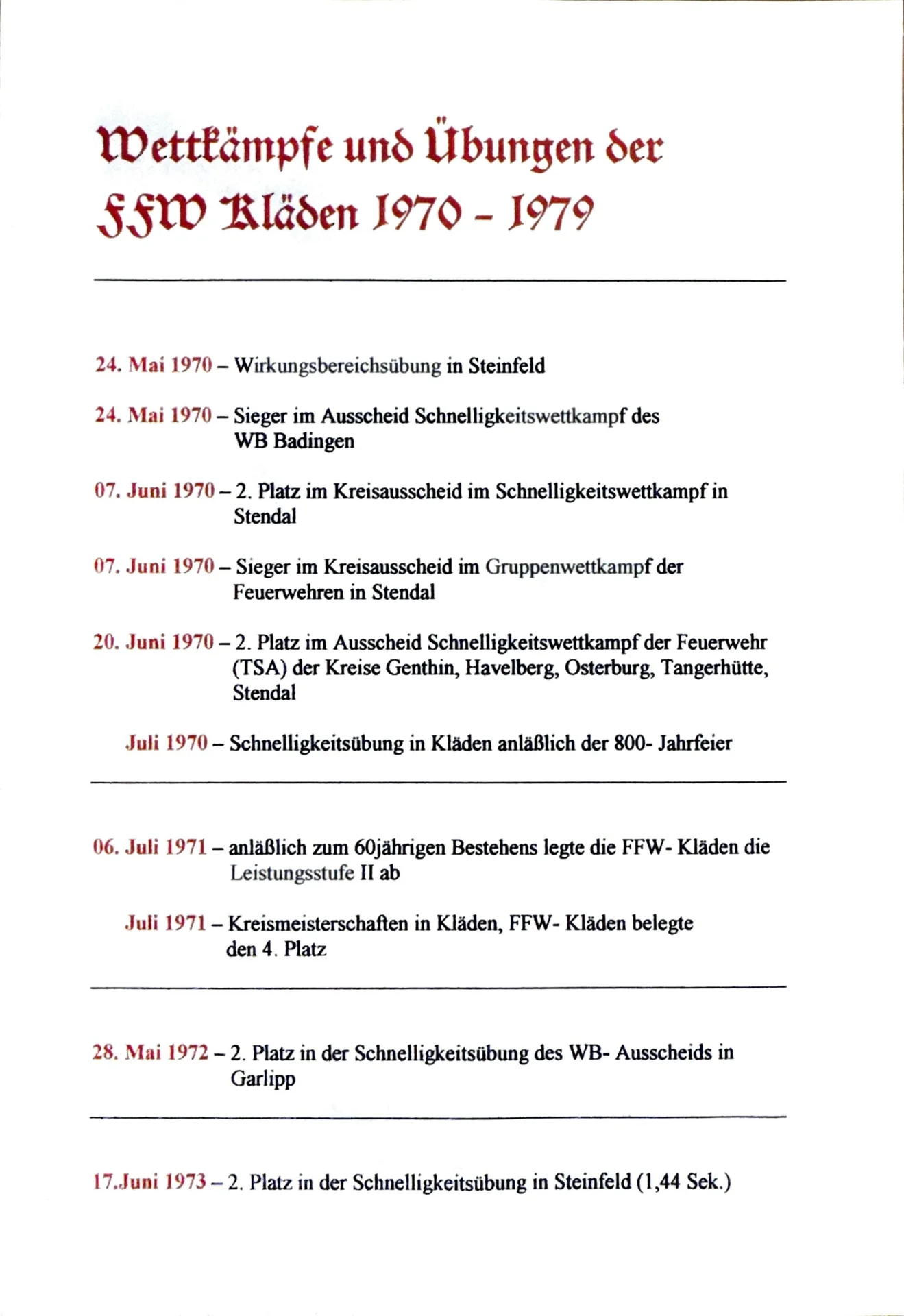 Wettkämpfe und Übungen 1968-1988 (2)