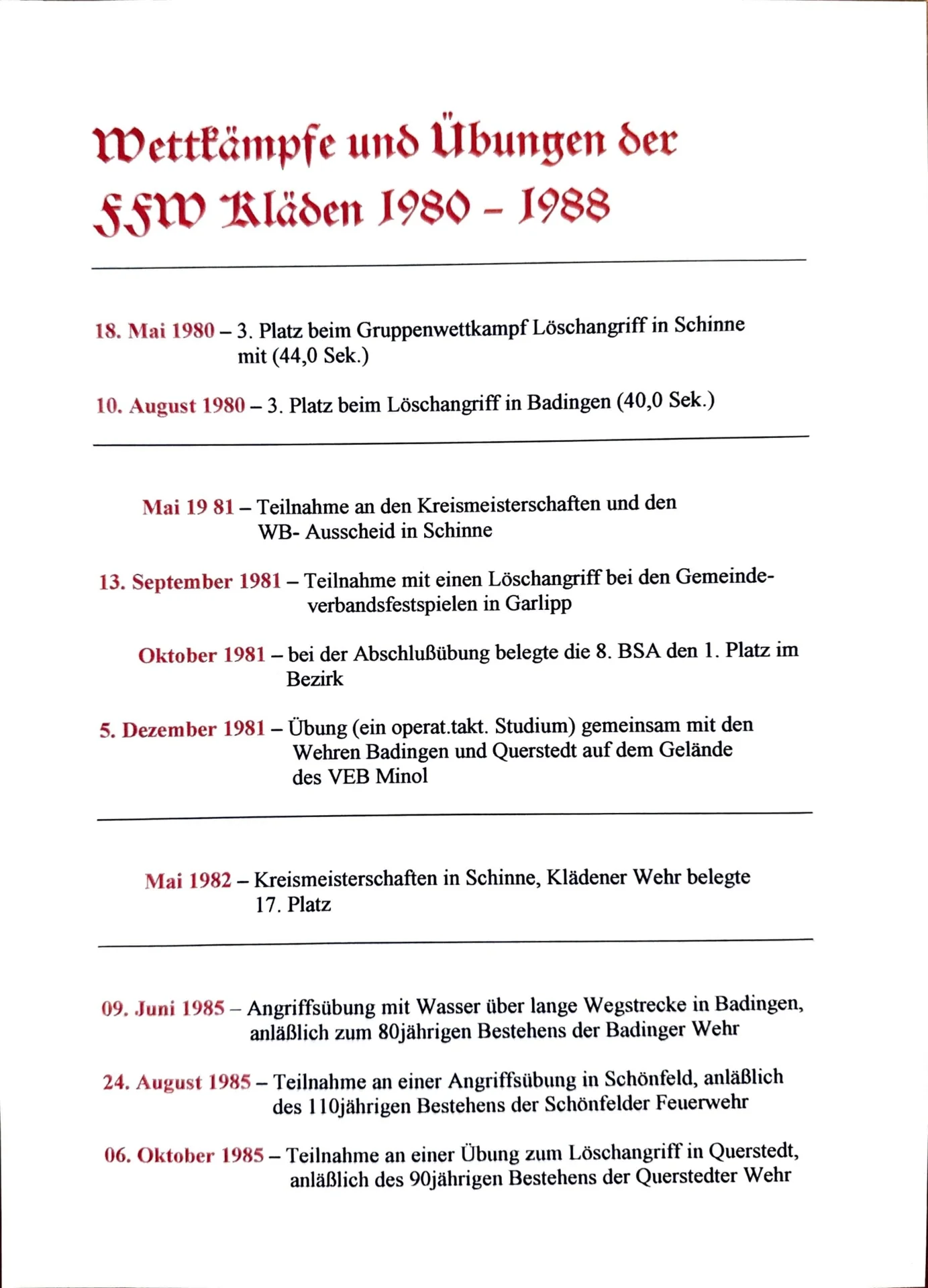 Wettkämpfe und Übungen 1968-1988 (7)