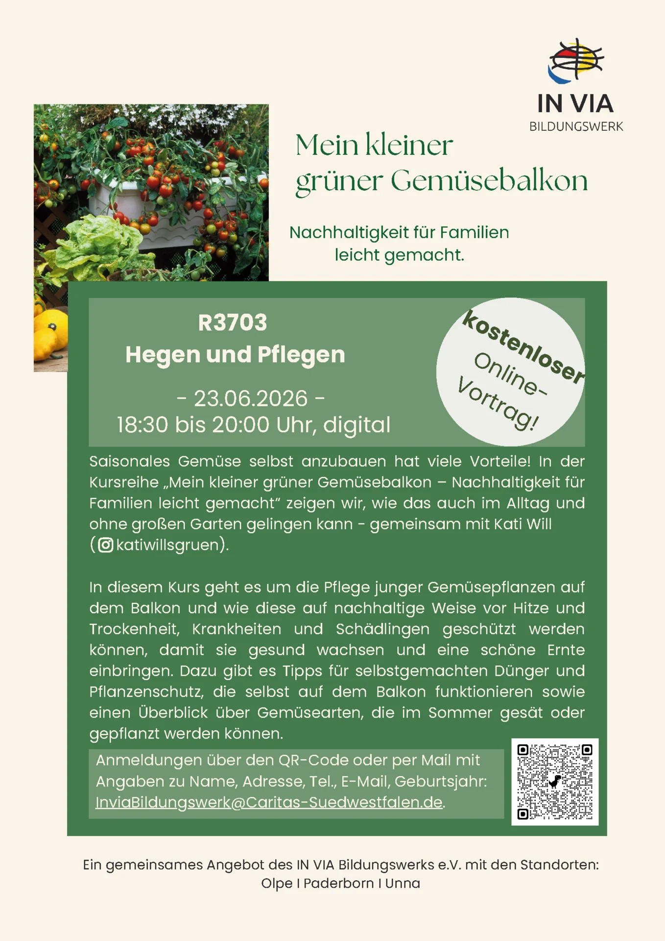 Mein kleiner grüner Gemüsebalkon_Hegen und Pflegen 23.06.26, 18:30 - 20:00 Uhr