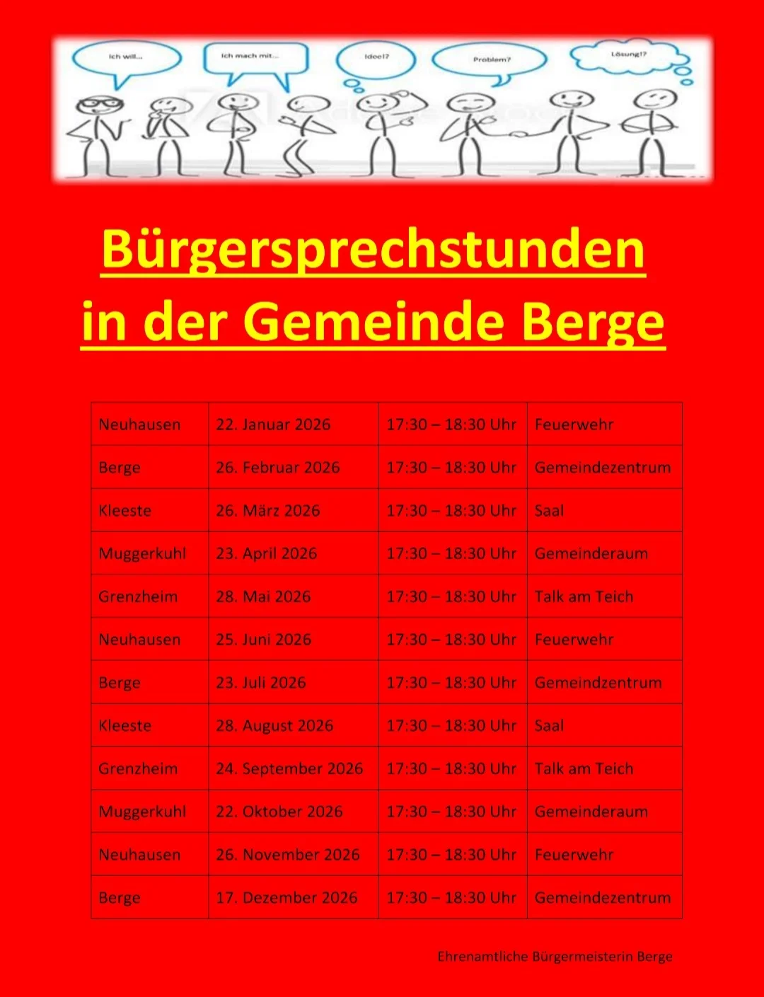 Bürgersprechstunden Berge 2026
