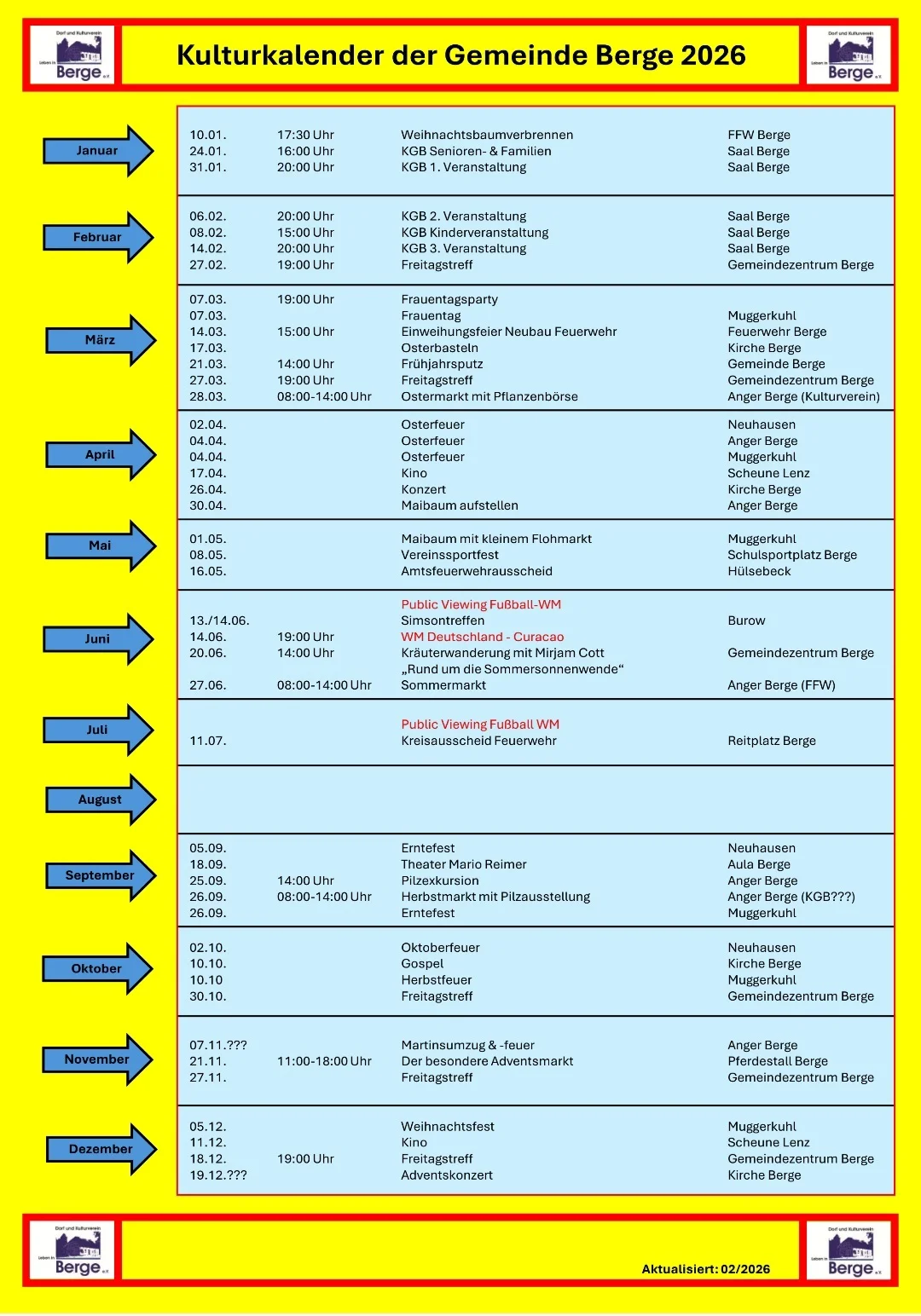 Kulturkalender Berge 2026
