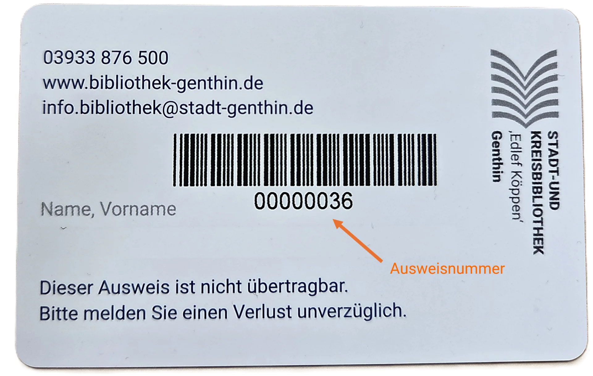 Rückseite Bibliotheksausweis