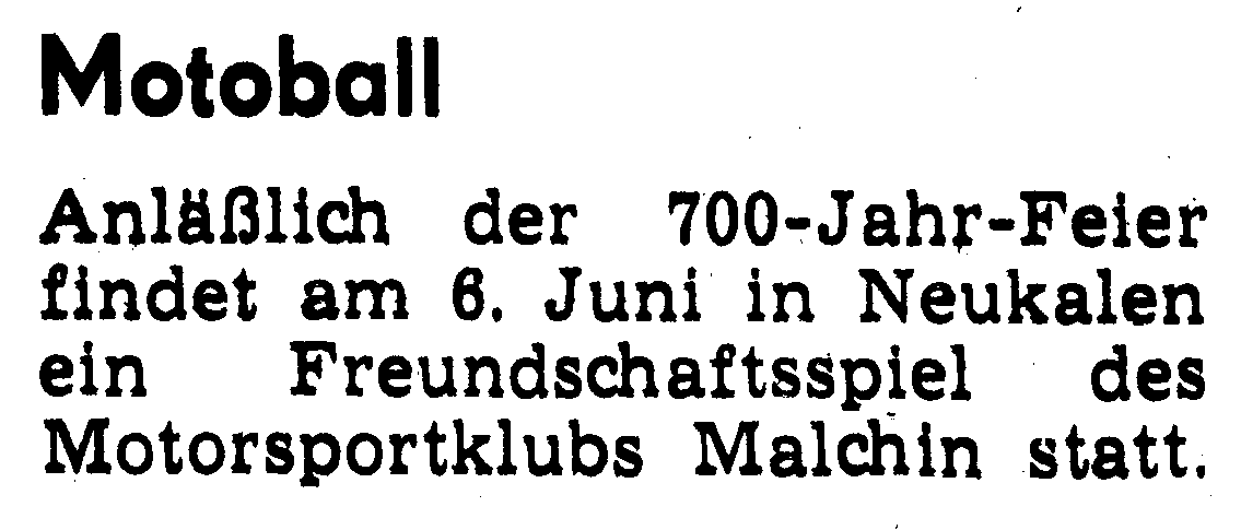 700-Jahrfeier 1981 Zeitungsartikel Motoball