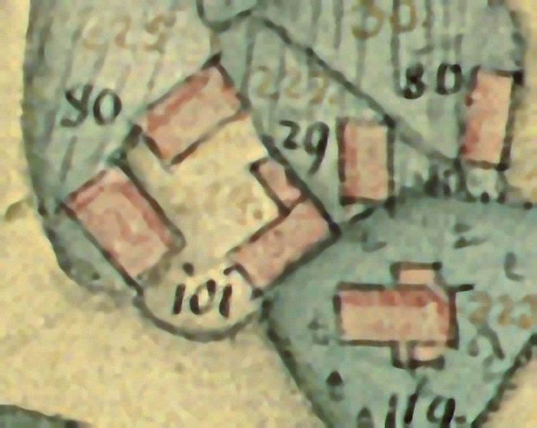 Auf einer Karte von 1764 ist die Lage des alten Pfarrhofes zu erkennen.