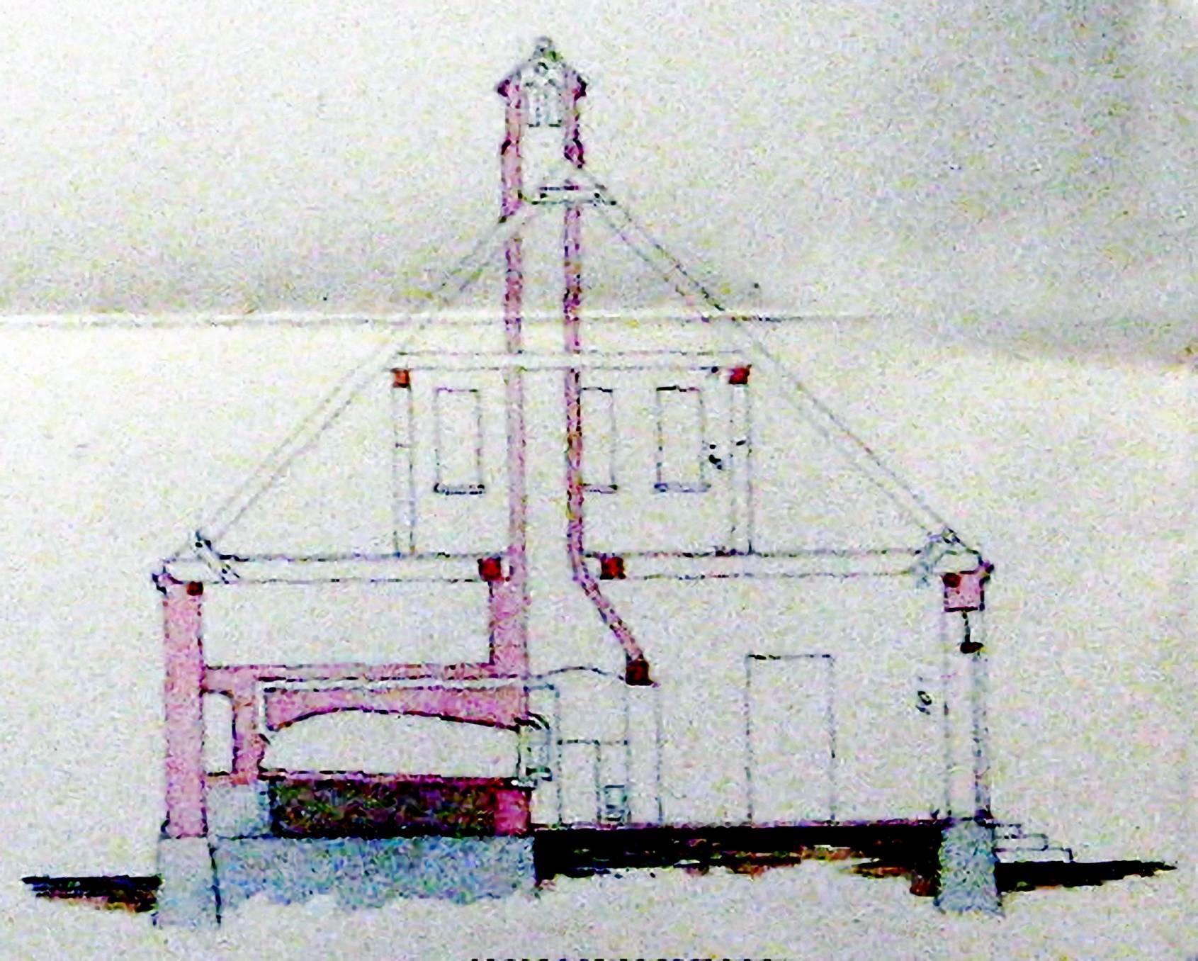 Nach diesem Riß „Wohnhaus mit Wirthschaftsflügel für die Pfarre zu Schorrentin“ sollte  ursprünglich das Pfarrhaus gebaut werden (4).
