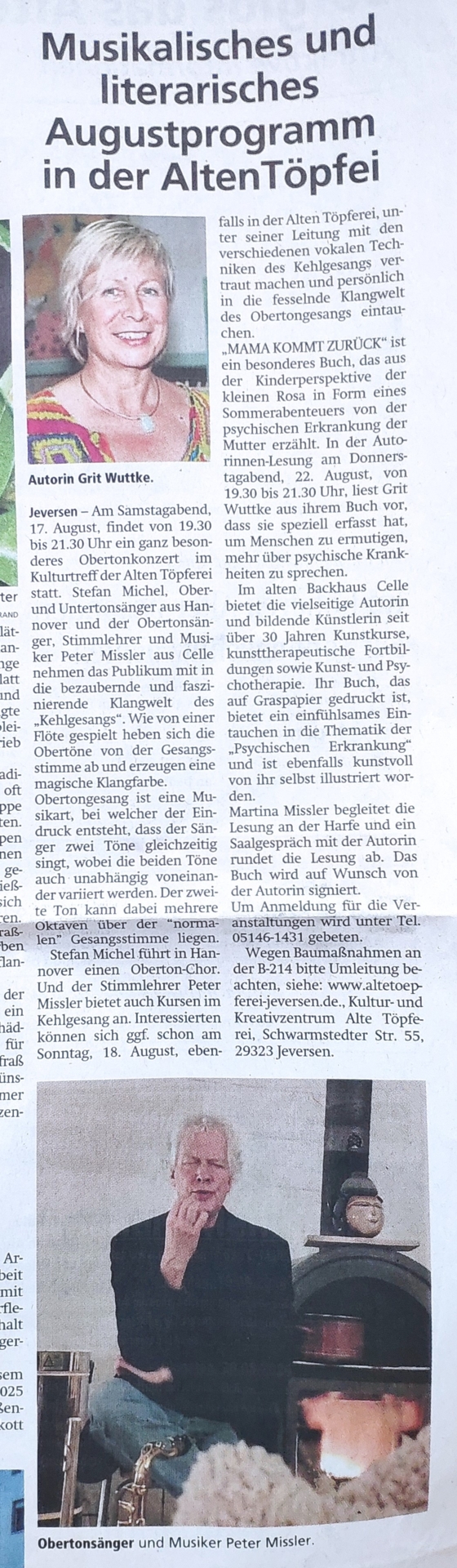 06. Schwarmstedter Rundschau-170824_KT_August_Lesung+Obertonkonzert