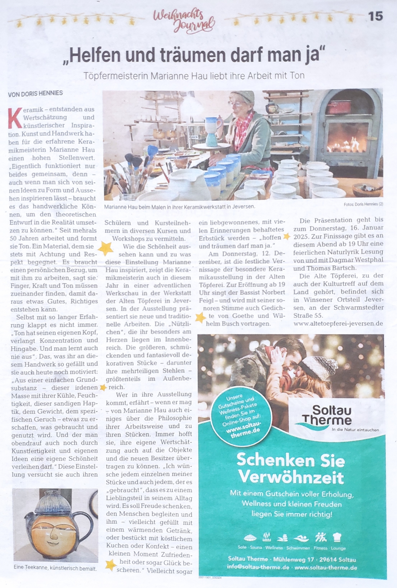 15. CZ WeihnachtsJournal_01_161124_ Dezember Keramikausstellung M.Hau