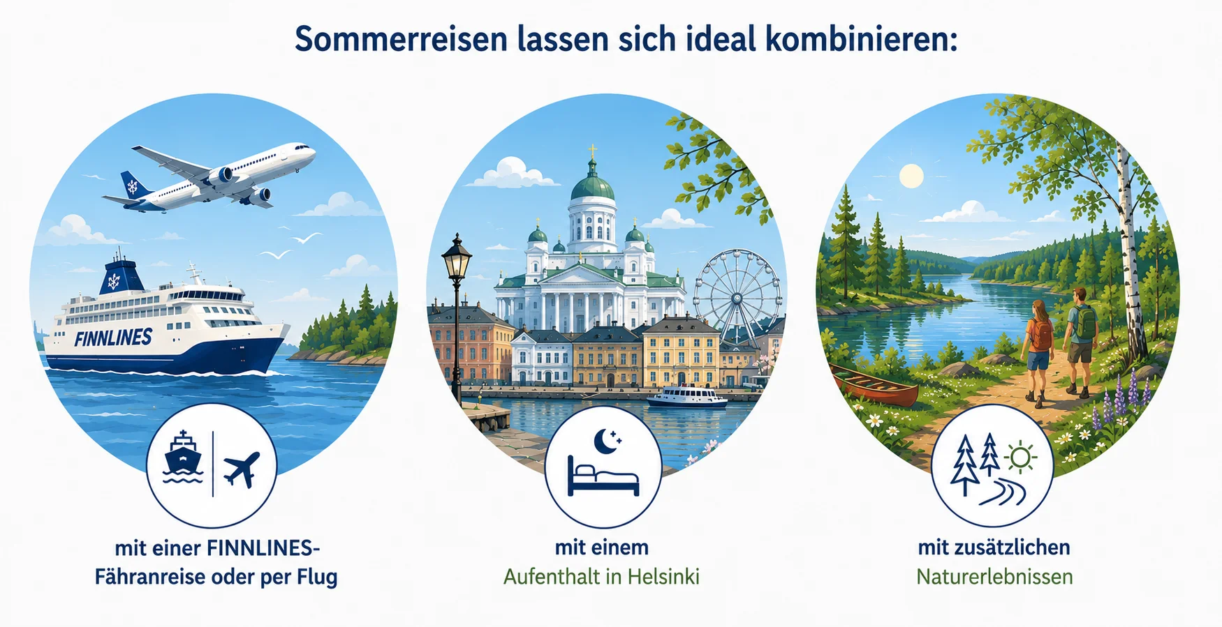 Alle Sommerreisen lassen sich ideal kombinieren - Icon Leiste