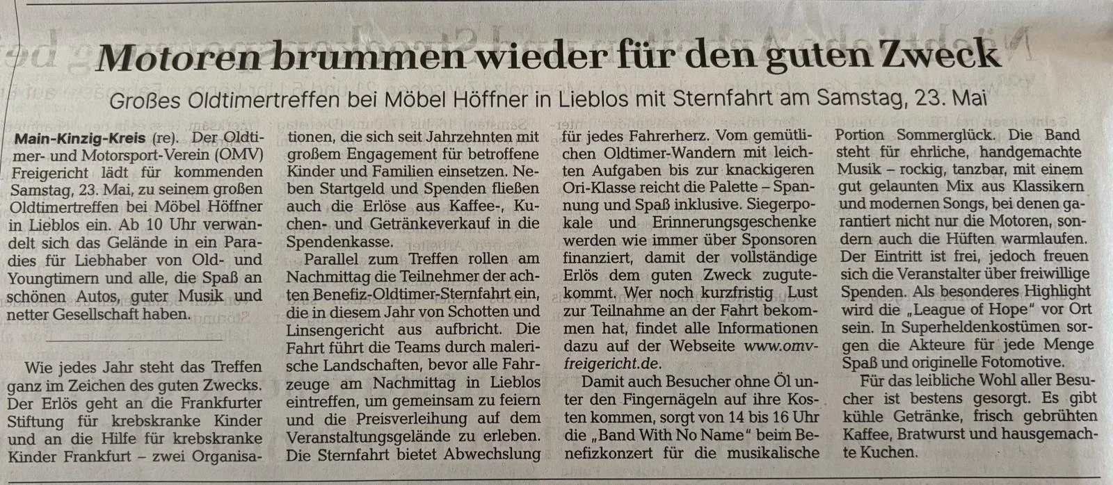 Ankündigung Zeitung