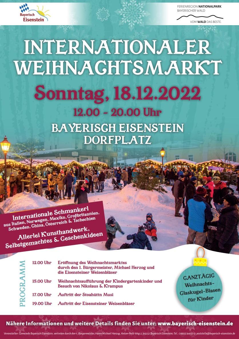 Plakat Internationaler Weihnachtsmarkt Bayerisch Eisenstein 2022