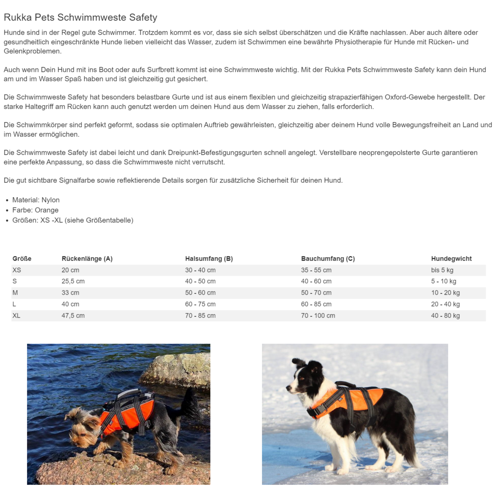 Rukka Pets Schwimmweste - Beschreibung