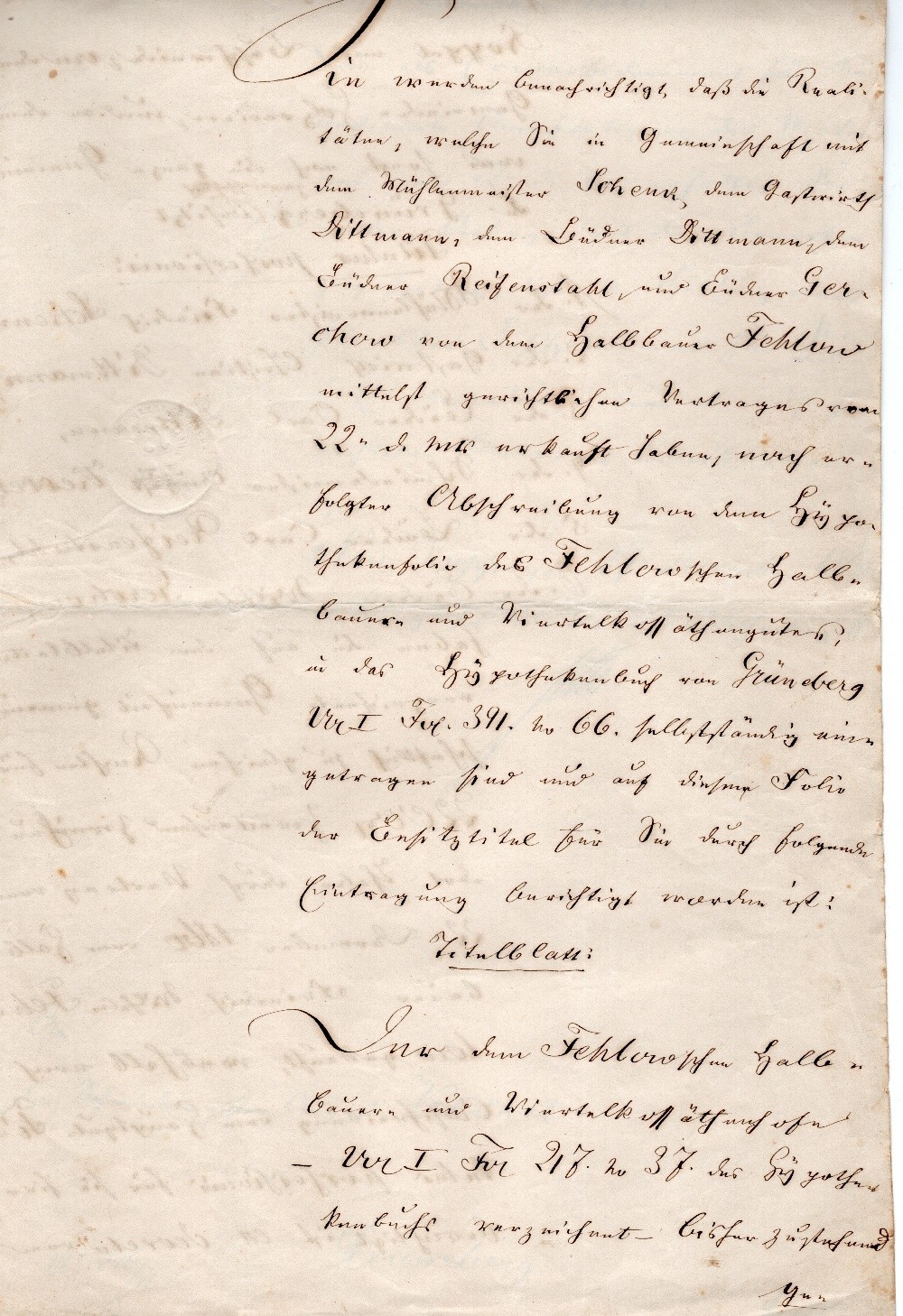Auszug Kaufvertrag 1860