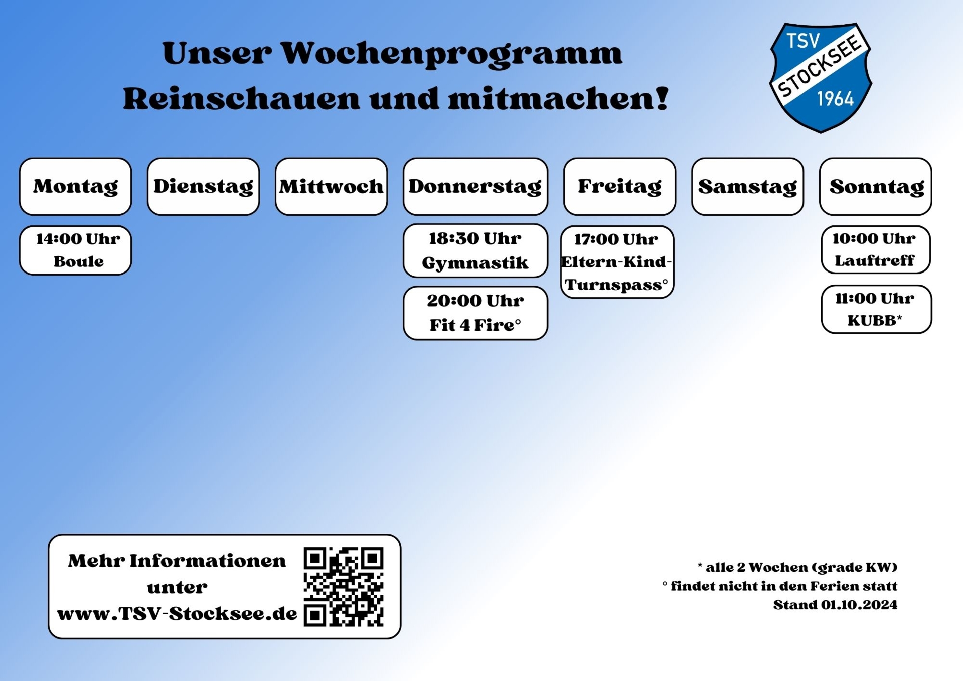 Wochenübersicht TSV Stocksee 2024-10-01