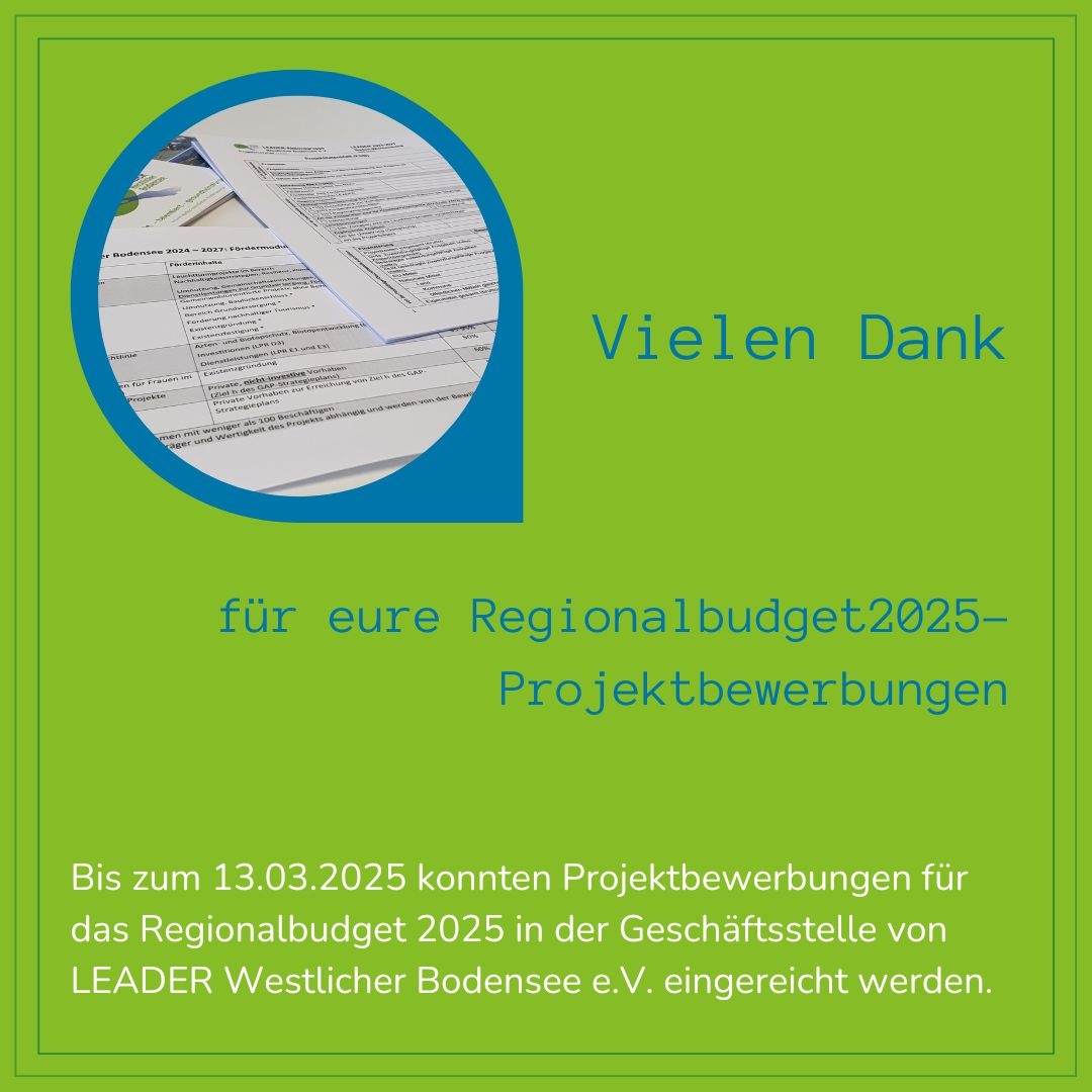 Danke Projektbewerbungen Regionalbudget 2025