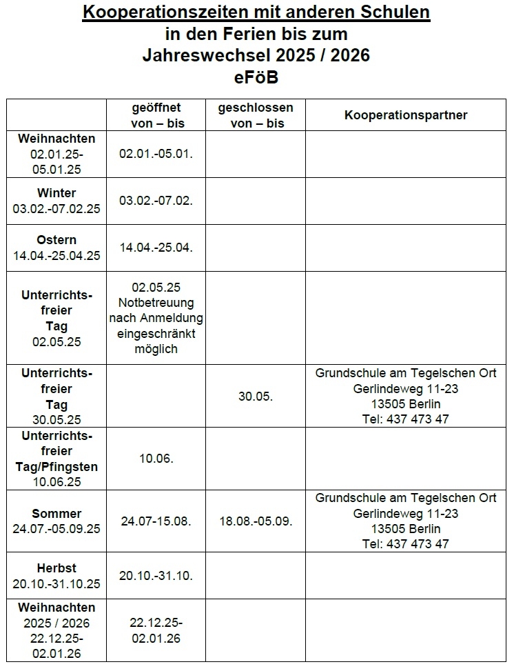 Kooperationszeiten