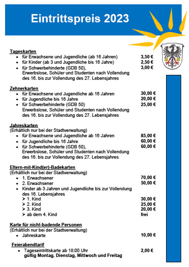 Eintrittspreise 2023