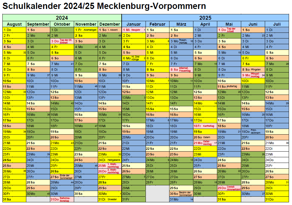 Schulkalender 2024/2025