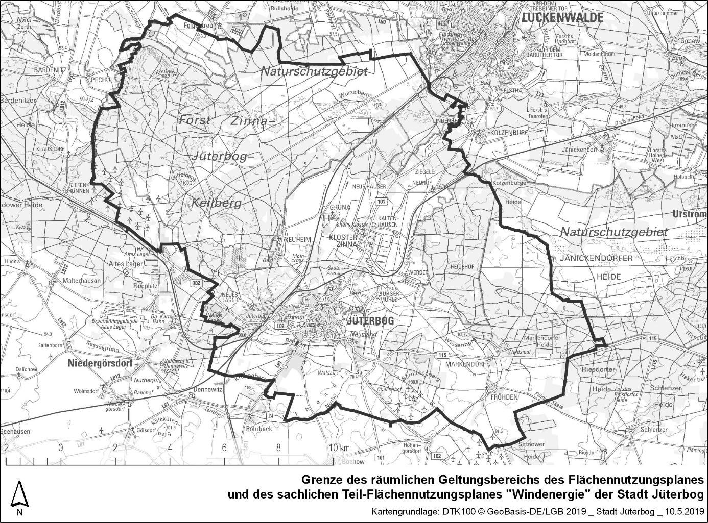 Abbildung 1: Darstellung des räumlichen Geltungsbereiches des Flächennutzungsplanes der Stadt Jüterbog