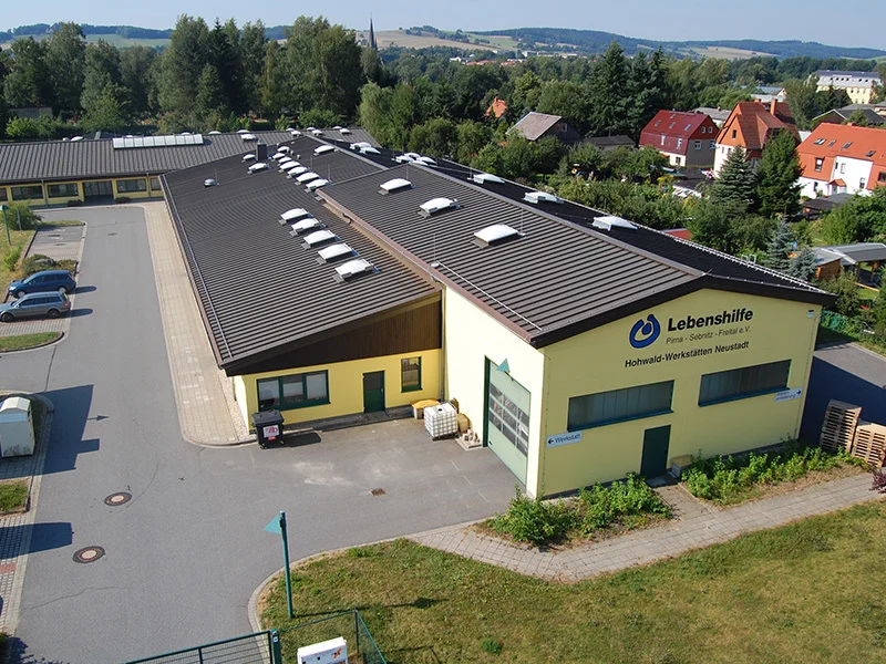 Luftaufnahme der Hauptwerkstatt Hohwald Werkstätten